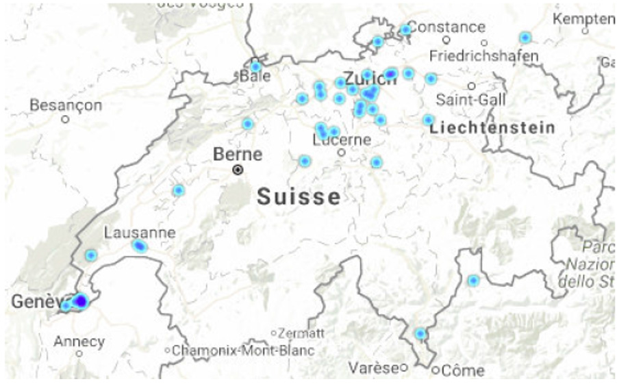 شکل ۱۹: گره‌های کامل در کشور سوئیس