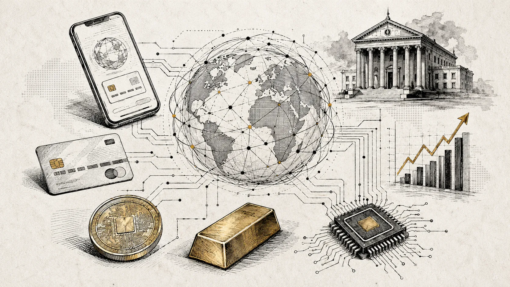 تصویر شاخص جوهری درباره اقتصاد دیجیتال، پرداخت، بانکداری، هوش مصنوعی و بازارهای مالی