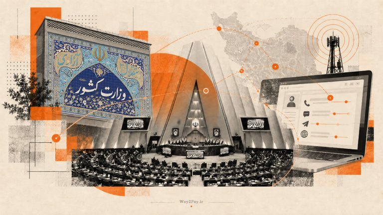 تصویرسازی ساختمان وزارت کشور ایران با کاشی‌کاری ایرانی و نمای معماری رسمی